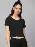 Whitewhale Casual Regular Sleeves Solid Women Black Top