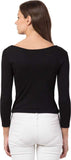 Whitewhale Casual Regular Sleeves Solid Women Black Top