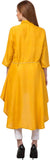 Whitewhale Women Solid Rayon High Low Mustard Kurta Dress