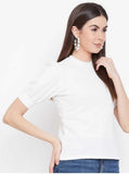 Whitewhale Casual Regular Sleeves Solid Women White Top