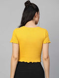 Whitewhale Casual Regular Sleeves Solid Women Yellow Top