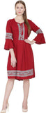 Whitewhale Women A-line Maroon Dress