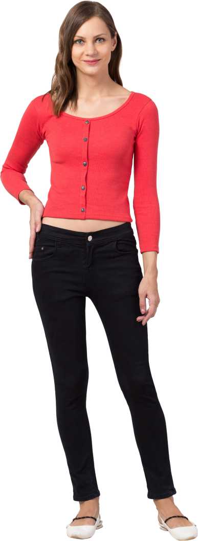 Whitewhale Casual Regular Sleeves Solid Women Red Top