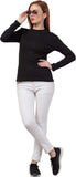 Whitewhale Casual Regular Sleeves Solid Wome Black Top