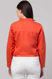 Whitewhale Full Sleeve Solid Women Denim Orange Jacket