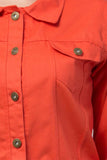 Whitewhale Full Sleeve Solid Women Denim Orange Jacket