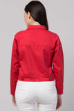 Whitewhale Full Sleeve Solid Women Denim Red Jacket