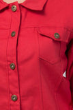 Whitewhale Full Sleeve Solid Women Denim Red Jacket