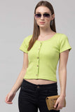 Whitewhale Casual Regular Sleeves Solid Women Light Green Top