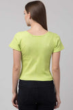 Whitewhale Casual Regular Sleeves Solid Women Light Green Top