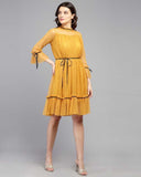 Whitewhale Women Fit and Flare Yellow Dress