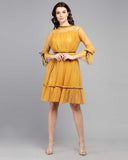 Whitewhale Women Fit and Flare Yellow Dress