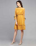 Whitewhale Women Fit and Flare Yellow Dress