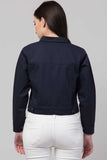 Whitewhale Full Sleeve Solid Women Denim Navy Blue Jacket