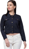 Whitewhale Full Sleeve Solid Women Denim Navy Blue Jacket