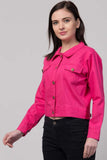 Whitewhale Full Sleeve Solid Women Denim Dark Pink Jacket